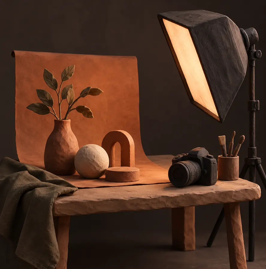 Illustration of photography businesses equipment and workspace