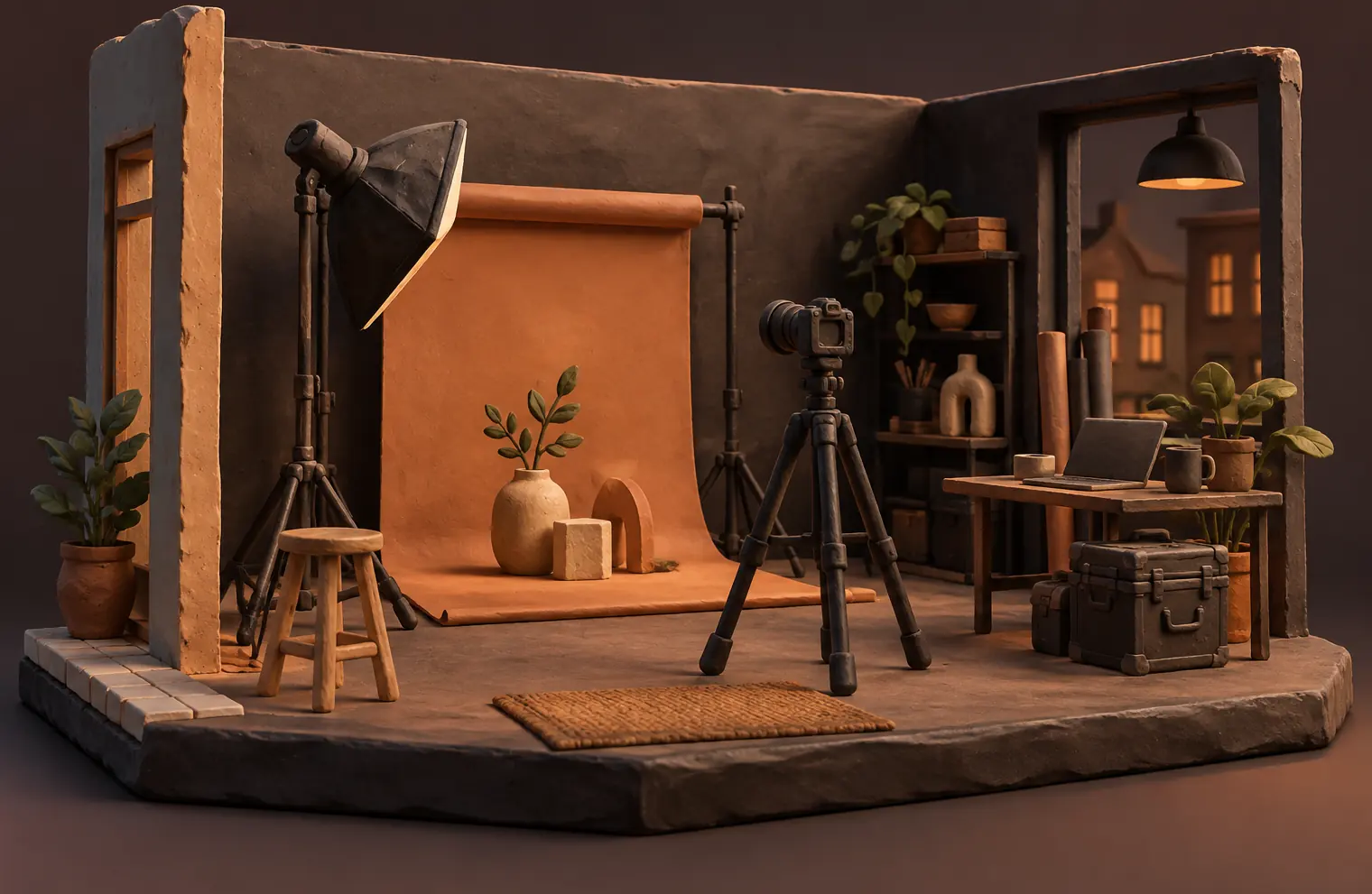 Illustration of photography businesses and their working space
