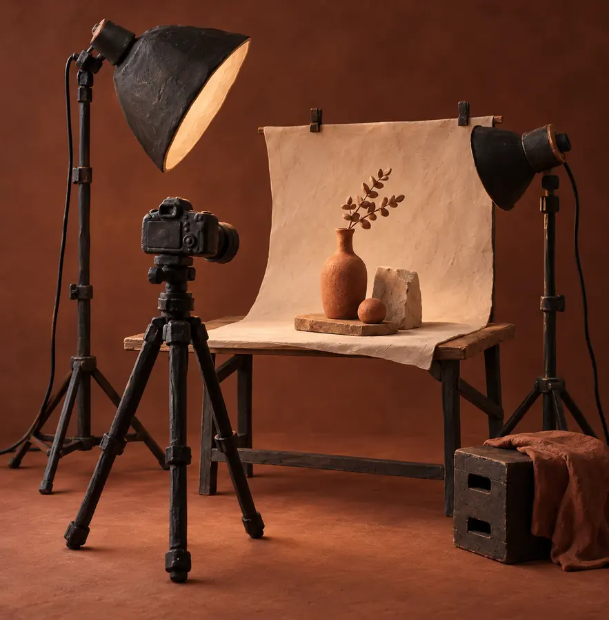 Illustration of photography businesses equipment and workspace